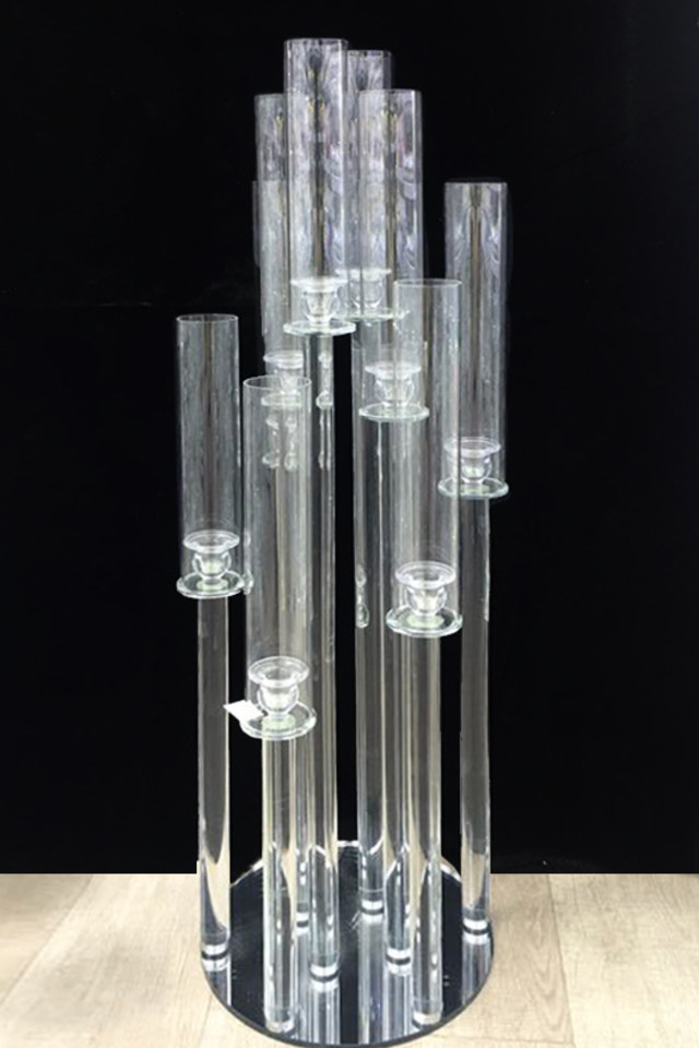 10 Holder Multi Height Glass Candelabra 30D x 108cmH Holstens
