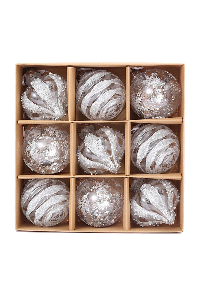 GLITTER GLITTERS HANGING HANGINGS SPHERE SPHERES XMAS XMA CHRISTMAS CHRISTMA DECORATION DECORATIONS BAUBLE BAUBLES ASSORTED ASSORTEDS WHITE WHITES PCS PC