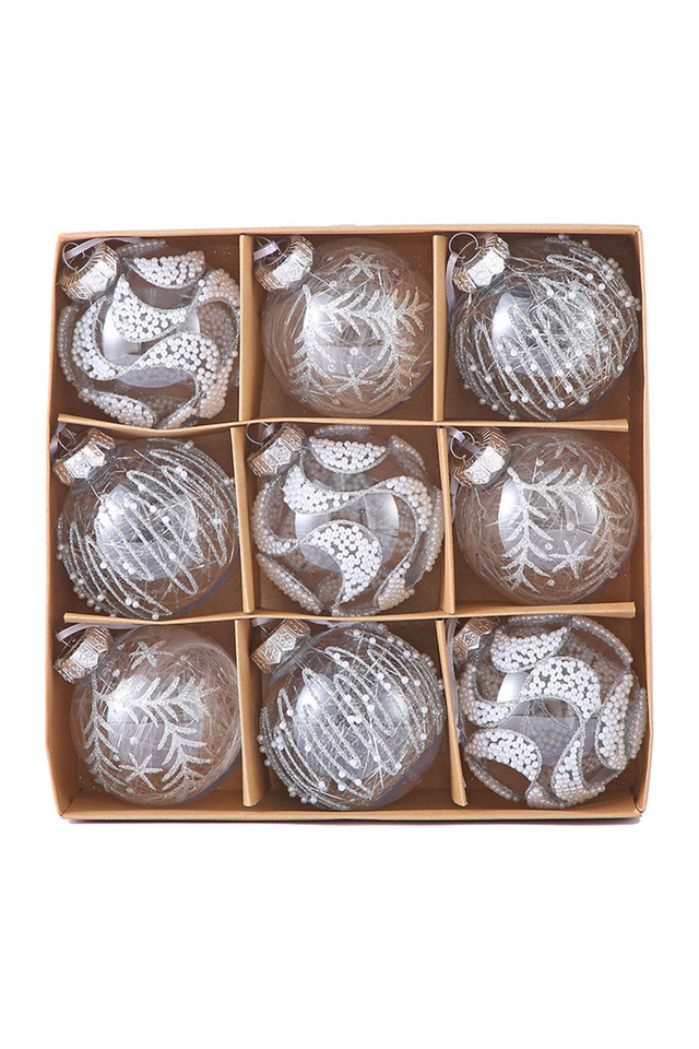 GLITTER GLITTERS HANGING HANGINGS SPHERE SPHERES XMAS XMA CHRISTMAS CHRISTMA DECORATION DECORATIONS BAUBLE BAUBLES ASSORTED ASSORTEDS SILVER SILVERS CLEAR CLEARS PCS PC