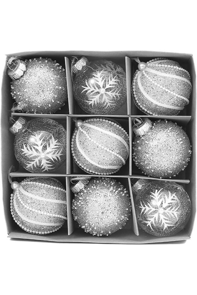 GLITTER GLITTERS HANGING HANGINGS SPHERE SPHERES XMAS XMA CHRISTMAS CHRISTMA DECORATION DECORATIONS BAUBLE BAUBLES ASSORTED ASSORTEDS SILVER SILVERS SOLID SOLIDS PCS PC
