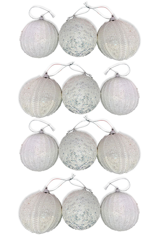 FROSTED FROSTEDS HANGING HANGINGS SPHERE SPHERES XMAS XMA CHRISTMAS CHRISTMA DECORATION DECORATIONS BAUBLE BAUBLES ASSORTED ASSORTEDS WHITE WHITES PCS PC