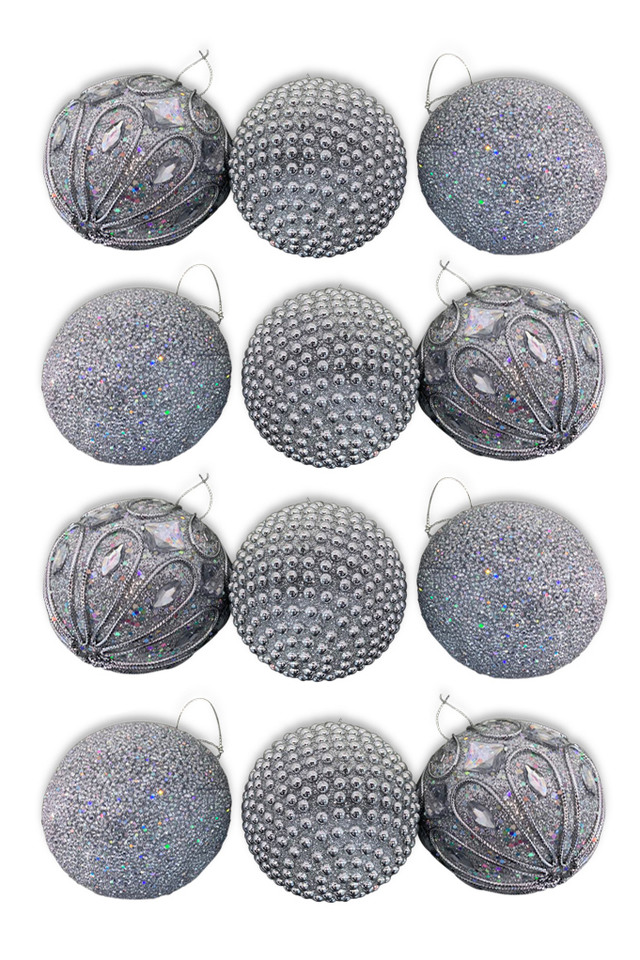 FROSTED FROSTEDS HANGING HANGINGS SPHERE SPHERES XMAS XMA CHRISTMAS CHRISTMA DECORATION DECORATIONS BAUBLE BAUBLES ASSORTED ASSORTEDS SILVER SILVERS PCS PC