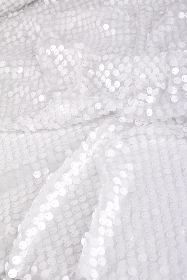 Wholesale Glitz Stretch Mini Sequin Fabric White 30 yard bolt